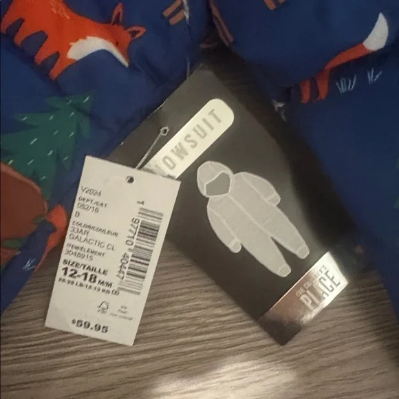 🆕 The Children's Place hooded Blue animal print Snowsuit 12-18 Months K4 - Picture 4 of 6